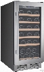 Avanti WCF281E3SS 15 Inch Wine Cooler with 28 Bottle Capacity, 6 Wine Shelves, Wooden Fronts, Automatic Defrost, Digital Temperature Control and LED Lighting