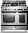 Verona Classic Series VCLFSGG365D 36 Inch Pro-Style Gas Range with 4 cu. ft. Total Oven Capacity, 5 Sealed Burners, Convection Main Oven, Infrared Broiler, Bell Timer, Glide Rack and Storage Drawer