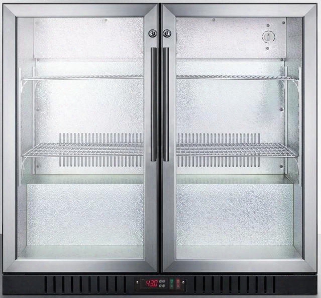 Scr7012db 36" Commercially Listed Beverage Center With 7.4 Cu. Ft. Capacity 2 Factory Installed Lock Interior Lights Automatic Defrost And 2 Glass Doors And