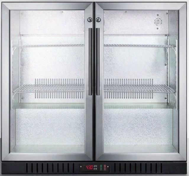 Scr7012dbcss 36" Commercially Listed Beverage Center With 7.4 Cu. Ft. Capacity 2 Factory Installed Lock Interior Lights Automatic Defrost And 2 Glass Doors