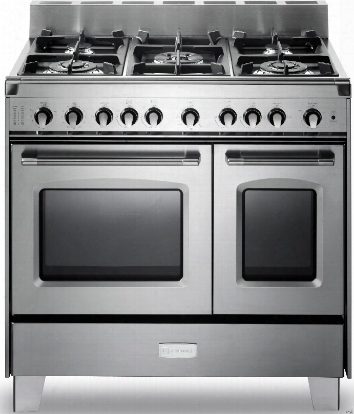 Verona Classic Succession Vclfsgg365d 36 Inch Rpo-style Gas Range With 4 Cu. Ft. Total Oven Capacity, 5 Sealed Burners, Convection Main Oven, Infrared Broiler, Bell Timer, Glide Rack And Storage Drawer