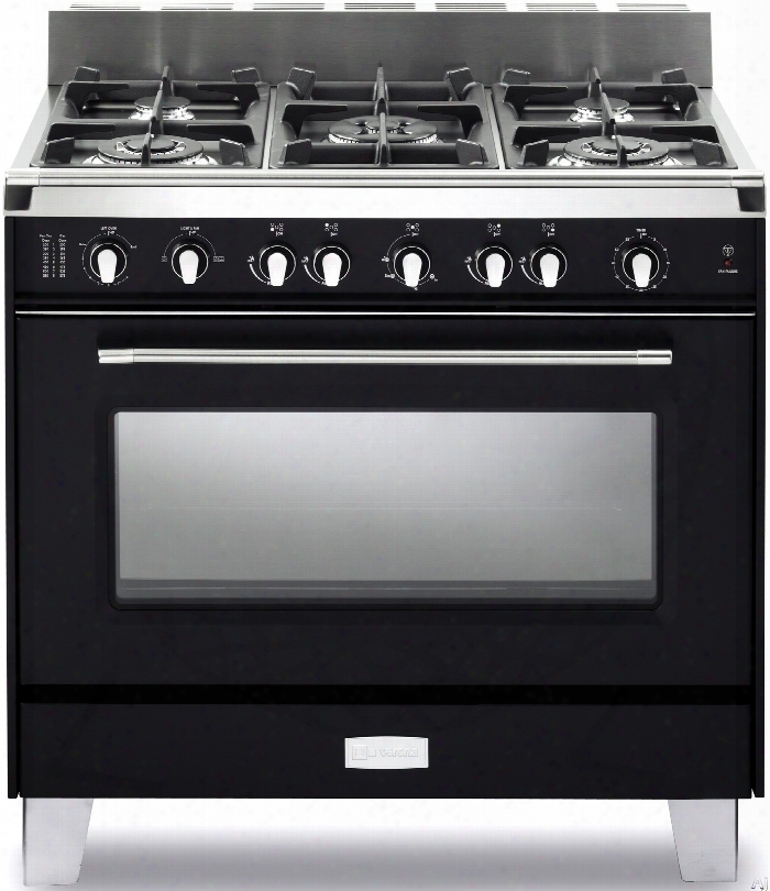 Verona Classic Series Vclfsgg365de 36 Inch Pro-style Gas Range With 4 Cu. Ft. Total Oven Capacity, 5 Sealed Burners, Convection Main Oven, Infrared Broiler, Bell Timer, Glide Rack And Storage Drawer: Matte Black