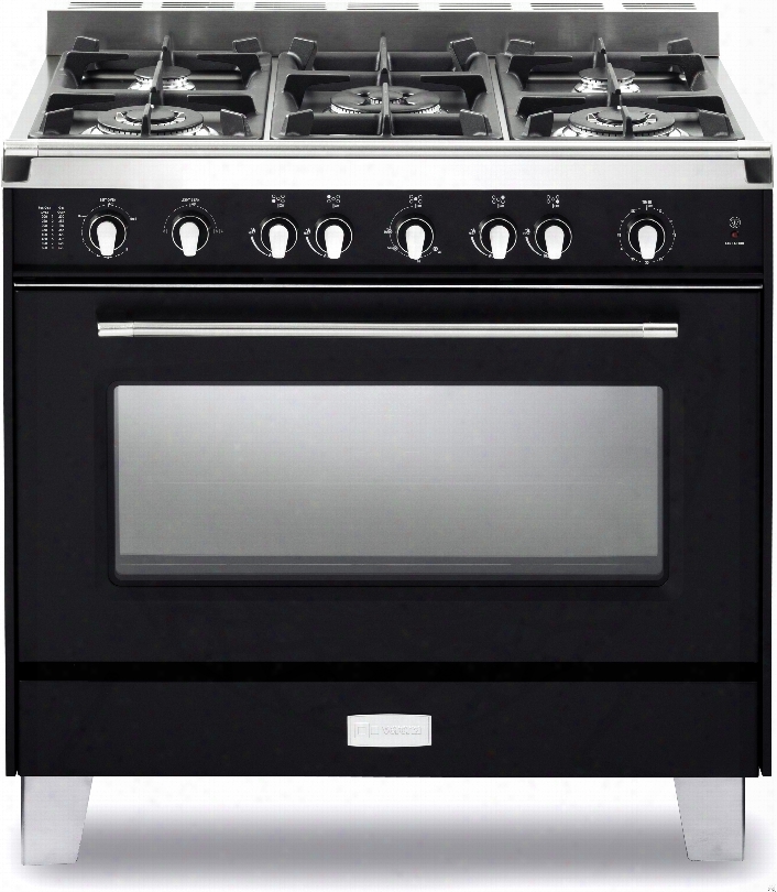 Verona Classic Series Vclfsgg365e 36 Inch Pro-style Gas Range With 5 Sealed Burners, 4. 0 Cu. Ft. Convection Oven, Manual Clean, Infrared Broiler, Bell Timer, Glide Rack And Storage Drawer: Matte Black
