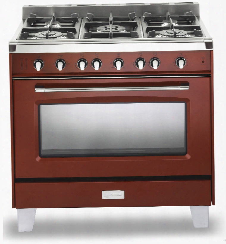 Verona Classic Series Vclfsgg365r 36 Inch Pro-style Gas Range With 5 Sealed Burners, 4.0 Cu. Ft. Convection Oven, Manual Clean, Infrared Broiler, Bell Timer, Glide Rack And Storage Drawer: Gloss Red