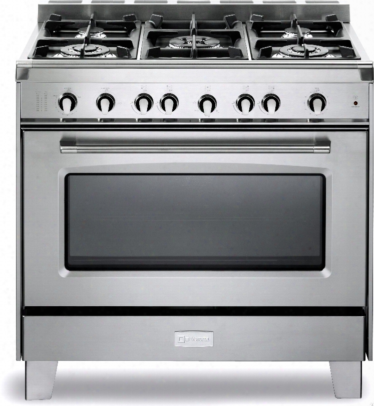 Verona Classic Series Vclfsgg365ss 36 Inch Pro-style Gas Range With 5 Sealed Burners, 4.0 Cu. Ft. Convection Oven, Manual Clean, Infrared Broiler, Bell Timer, Glide Rack And Storage Drawer: Stainless Steel