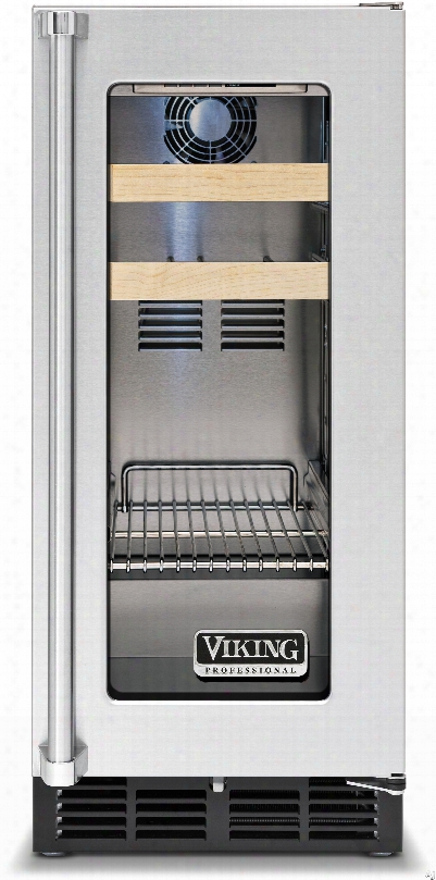 Viking Professional 5 Series Vbci5150grss 15 Inch Underocunter Beerage Center With 3.0 Cu. Ftt. Capacity, 1 Wire Shelf, 2 Wine Racks, 8 Wine Bottle Capacity, Led Lighting, Sabbath Mode And Stainless Steel Construction: Right Hinge Door Swing