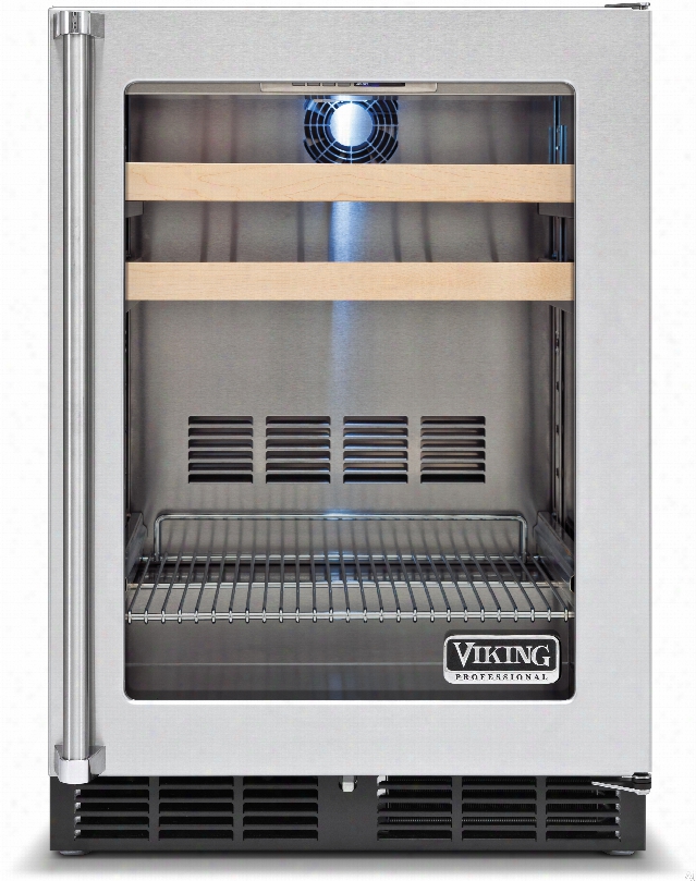 Vikig Professional 5 Series Vbci5240grss 24 Inch Undercounter Beverage Center With 5.3 Cu. Ft. Capacity, 1 Wire Shelf, 2 Wine Racks, 16 Wine Bottle Capacity, Led Lighting And Sabbath Mode: Right Hinge Door Swing