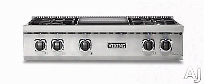 Viking Professional 5 Series Vrt5364g 36 Inch Gas Rangetop With Trupower Plus␞, Vsh␞ Pro Sealed Burner System, Varisimmer␞ Setting, Porcelaij Cooking Surface, Surespark␞ Ignition System, Softlit␞ Led Lights And Griddle
