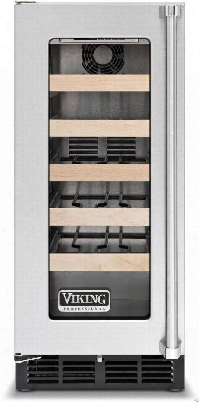 Viking Professional 5 Series Vwci5150glss 15 Inch Undercounter Wine Storage With 5 Full Extension Shelves, 24 Wine Bottle Capacity, Forced Air Cooling System, Stainless Steel Construction, Led Lighting And Sabbath Mode: Left Hinge Door Swing