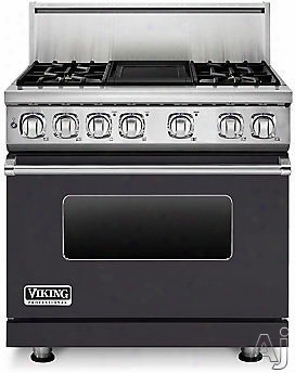 Viking Professional 7 Series Vdr7365ggg 36 Inch Pro-style Dual-fuel Range With 4 Sealed Burners, Varisimmers, Vari-speed Dual Flow Convection Oven, Self-clean, Infrared Broiler And Griddle: Graphite Gray, Natural Gas