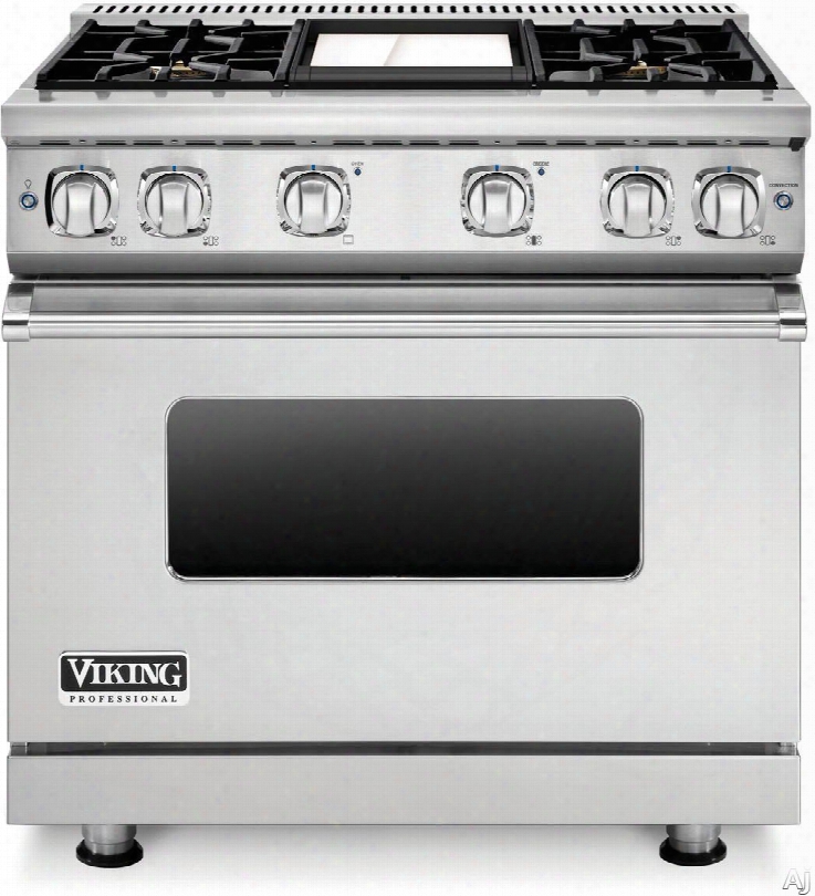 Viking Professional 7 Series Vgr73614g 36 Inch Gas Range With Convection, Vichrome Griddle, Simmer Burners, 5.1 Cu. Ft. Oven, 4 Sealed Burners, Star-k Certified, Easy Clean Porcelain Interior And Dishwasher-safe Knobs, Grates And Burner Caps