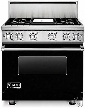 Viking Professional 7 Series Vgr73614gbk 36 Inch Gas Range With Convwction, Vichrome Griddle, Simmer Burners, 5.1 Cu. Ft. Oven, 4 Sealed Burners, Star-k Certified, Easy Clean Porcelain Interior And Dishwasher-safe Knobs, Grates And Burner Caps: Black, Nat