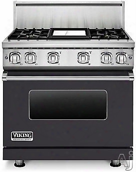 Viking Professional 7 Series Vgr73614ggg 36 Inch Gas Range With Convection, Vichrome Griddle, Simmer Burners, 5.1 Cu. Ft. Oven, 4 Sealwd Burners, Star-k Certified, Easy Clean Porcelain Interior And Dishwasher-safe Knobs, Grates And Burner Caps: Graphite G