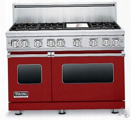 Viking Professional 7 Series Vgr7486garlp 48 Inch Pro-style Gas Range With 6 Viking Elevatino Sealed Burners, Varisimmers, Pro Flow Convection Oven, Manual Clean, Star-k Certified, Infrared Broiler And Griddle: Apple Red, Liquid Propane