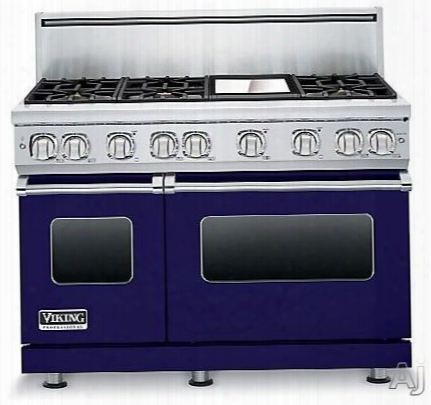 Viking Professional 7 Series Vgr7486gcblp 48 Inch Pro-style Gas Range With 6 Viking Elevation Sealed Burners, Varisimmers, Proflow Convection Oven, Manual Clean, Star-k Certified, Infrared Broiler And Griddle: Cobalt Blue, Liquid Propane