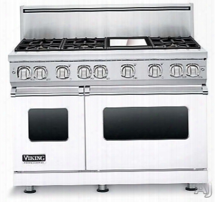Viking Professional 7 Seri Es Vgr7486gwhlp 48 Inch Pro-style Aeriform Fluid Range With 6 Viking Elevation Sealed Burners, Varisimmers, Proflow Convection Oven, Manual Clean, Star-k Certified, Infrared Broiler And Griddle: Whtie, Liquid Propane