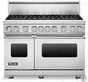 Viking Professional 7 Series Vgr7488b 48 Inch Pro-style Gas Range With 8 Viking Elevation Sealed Burners, Varisimmers, Proflow Convection Oven, Manual Clean, Star-k Certified And Infrared Broiler