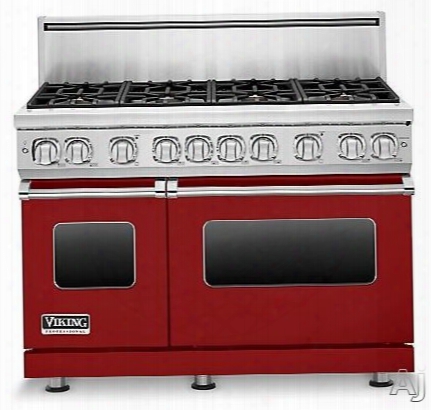 Viking Professional 77 Series Vgr7488barlp 48 Inch Pro-style Gas Range With 8 Viking Elevation Sealed Burners, Varisimmers, Proflow Convection Oven, Manual Clean, Star-k Certified And Infrared Broiler: Apple Red, Liquid Propane