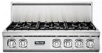 Viking Professional 7 Series Vgrt7366b 36 Inch Pro-style Gas Rangetop With 6 Viking Elevation Sealed Burners, Varisimmers, 3 Burner Sizes, Brass Flame Ports, Softlit Led Lights And Surespak Ignition