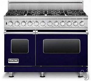 Viking Professional Custom Series Vdsc5488bcblp 48 Inch Pro-style Dual-fuel Range With 8 Vsh Pro Sealed Burners, Varisimmers, Vari-speed Dual Flow Convection Ovens, Self-clean, Bread Proofing And Rapid Ready Preheat: Cobalt Blue, Liquid Propane