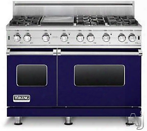 Viking Professional Custom Series Vgcc5486gcb 48 Inch Pro-style Gas Range With 6 Cu. Ft. Total Capacity, 6 Vsh Pro Sealed Burners, Varisimmers, 18,500 Trupower Plus Burner, Proflow Convection Right Oven, Star-k Certified And 12 Inch Griddle: Cobalt Blue, 