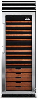 Viking Professional Series Vcwb301 30 Inch Tri-zone Wine Cellar With 150-bottle Capacity, 15 Coated Wine Shelves, 2 Convertible Display Shelves, Low-intensity Lighting, Door Alarm And Door Lock