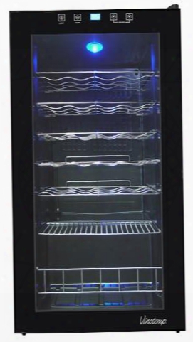 Vt27ts 17" Wine Cooler- Scratch N Dent With Recessed Handle 5 Full Size Shelves 1 Half Size Shelf Blue Led Light Dual Paned Glass Door In