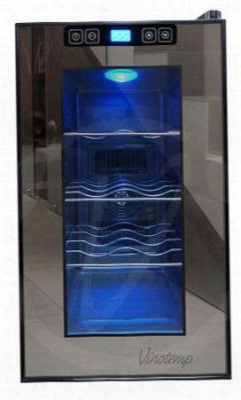 Vt8tsmd 11" Single Zone Thermoelecttric Mirrored Wine Cooler With 8 Bottles Capacity Interior Led Lighting 3 Shelves In Mirrored