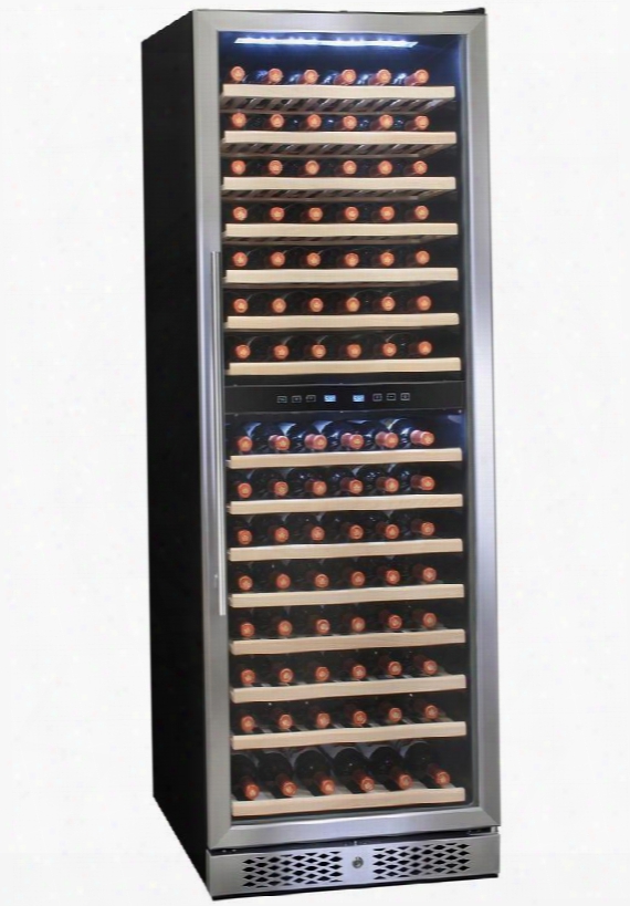 Wc0037 24" Dual Zone Wine Cooler With 160 Bottle Capacity Touch Panel Control 15 Shelves Thermoelectric Cooling Led Lighting In Stainless