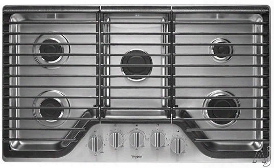 Whirlpool Wcg51us6d 36 Inch Gas Cooktop With Speedheat, Accusimmer Burner, 5 Sealed Burners, Continuous Cast-iron Grates, Dishwasher-safe Knobs, Spilgluard Cooktop And Wall Oven Compatible