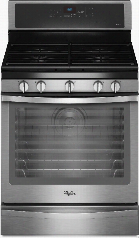 Whirlpool Wfg715h0e 30 Inch Freestanding Gas Range With 5 Sealed Burners, 17,000 Btu, 5.8 Cu. Ft. True Convection Oven, Continuous Grates, Aqualift Self Clean, Rapid Preheat And Warming Drawer