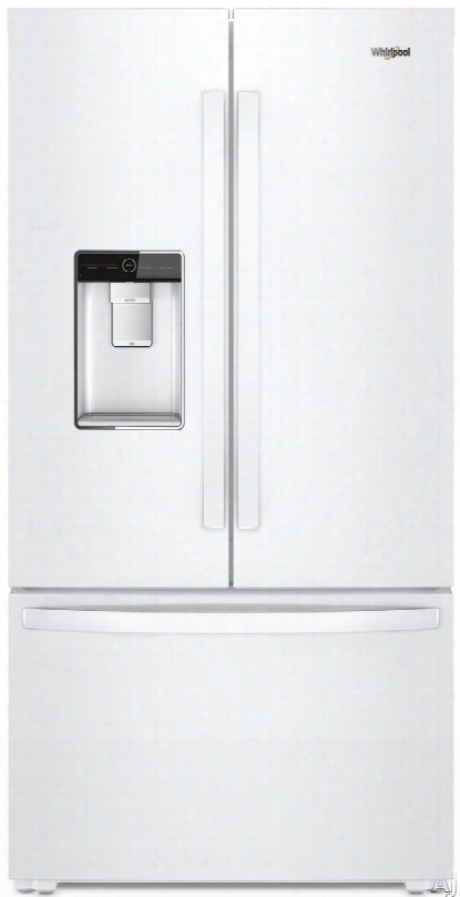 Whirlpool Wrf954cihw 37 Inch Freestanding French Door Refrigerator With Freezeshield, Triple-tier Freezer, Platter Pocket, Pizza Pocket, Ice And Water Dispenser, Led Lighting, Infinity Shelf, 24 Cu. Ft. Capacity And Energy Star Rated: White