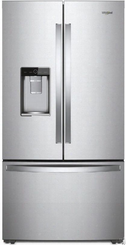 Whirlpool Wrf954cihz 36 Inch Freestanding French Door Refrigerator With Freezeshield, Triple-tier Freezer, Platter Pocket, Pizza Pocket, Ice And Water Dispenser, Led Lighting, Infinity Shelf, 24 Cu. Ft. Capacity And Energy Star Rated: Fingerprint Resistan