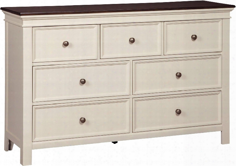 Woodanville Collection B623-31 59" Dresser With 7 Drawers Framed Drawer Fronts Simple Pull Knobs Contrasting Wood Tone Top Dovetailed Interiors And