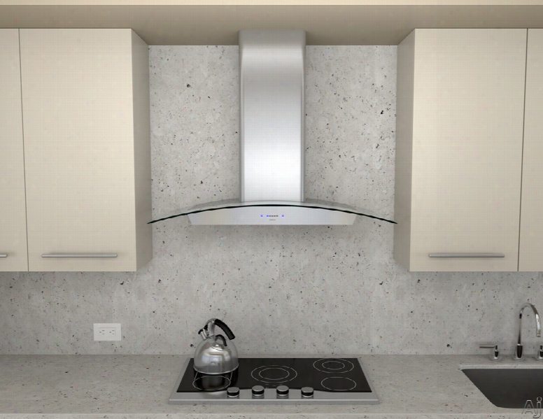 Zephyr Essentials Europa Ravenna Zrvm90bg 36 Inch Wall Mount Chimney Hood With Smoke-gray Glass, Icon Touch Controls, Britestrip␞ Led Lighting, 600 Cfm Blower And Act␞ Technology