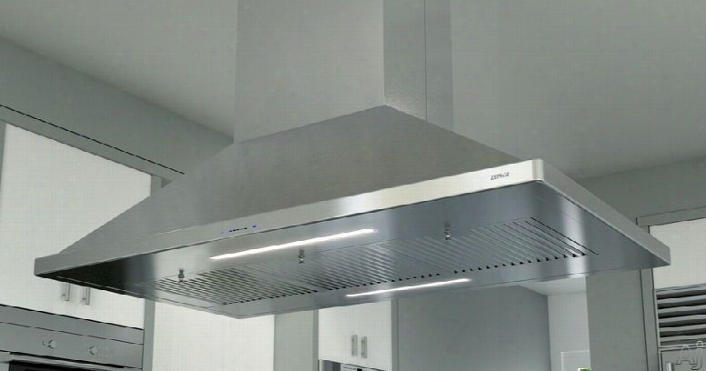 Zephyr Esssentials Europa Zsle42bs 42 Inch Is Land Mount Chimney Range Hood With Icon Touch␞ Controls, Britestrip␞ Led, Act␞ Technology, 5 Speed Levels And 1,200 Cfm