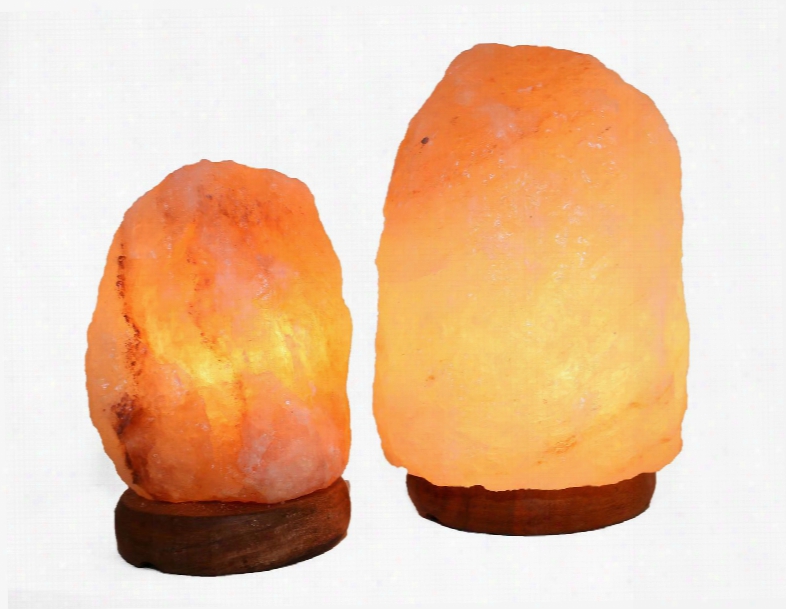 2-amc950235 6" And 8" Natural Shaped Himalayan Salt Lamp 1.6 And 1.8. Set Of 2 With