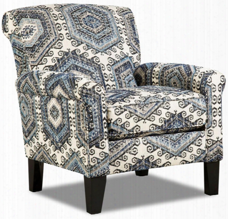 2160-012 Tequila Indigo 32" Accent Chair With Rolled Arms Welt Detail Tapered Legs Hardwood Lumber Frame And Fabric