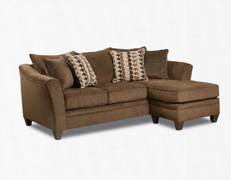 6485-03sc Albany Chestnut 90" Sofa And Chaise Base With Flared Rolled Arms Plush Seat Cushions Toss Pillows Included And Soft Woven Chenille Fabric