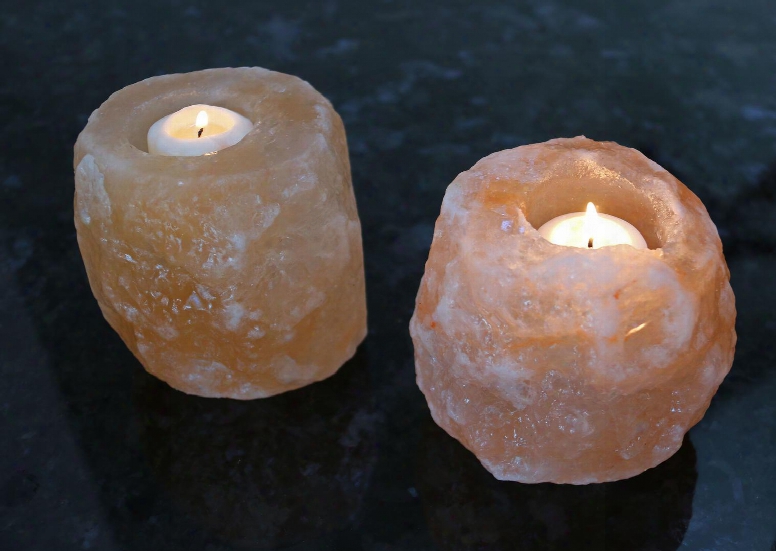 Amc4-95000 Natural Crystal Himalayan Salt Candle Holder - Set Of