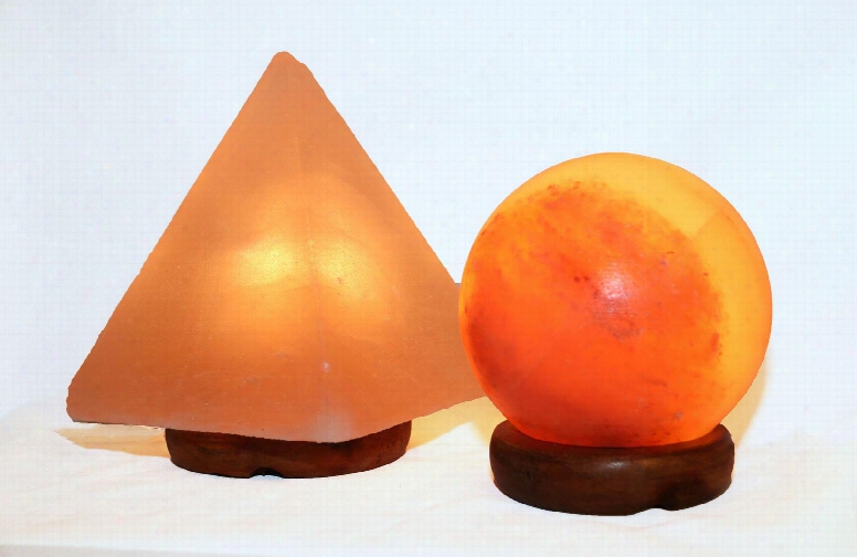 Amc950034-5 5" Sphere Shaped Himalayan Salt Lamp 1.5 And 9" Pyramid Lamp With