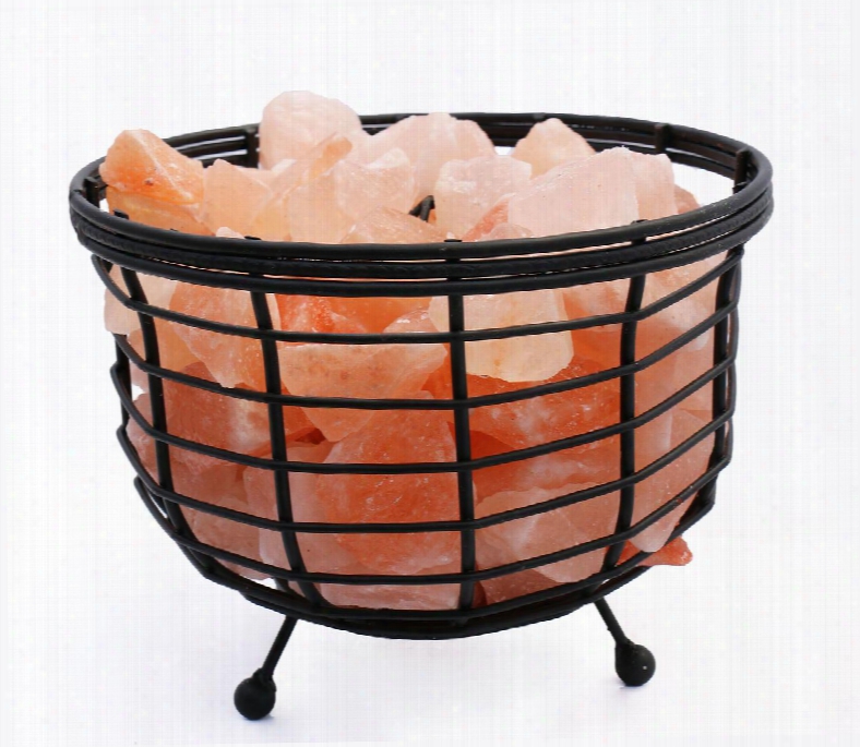 Amc95030a 8" Himalayan Wired Basket Lamp 1.0 With Natural Rocks With