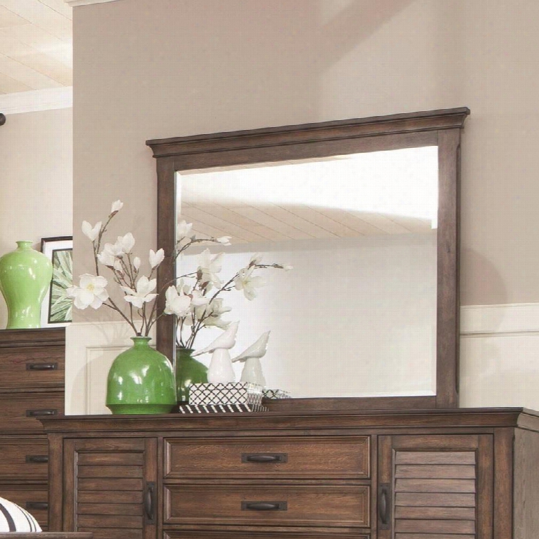 Franco Collection 200974 44" X 41" Mirror With Beveled Edges Solid Hardwood And New Zealand Pine Construction In Burnished Oak