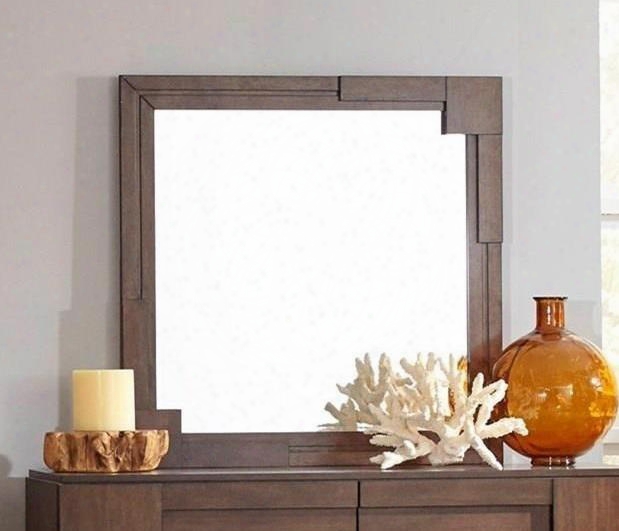 Gallagher Collection 200854 39" X 39" Mirror With Square Shape Geometric Paneled Frame And Acacia Veneers Construction In Golden Brown