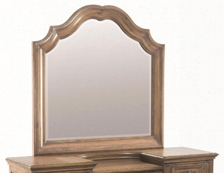 Ilana Collection 205079 42" X 42" Mirror With B Eveled Edges Intricate Designs Mahogany And Pine Wood Construction In Antique Linen