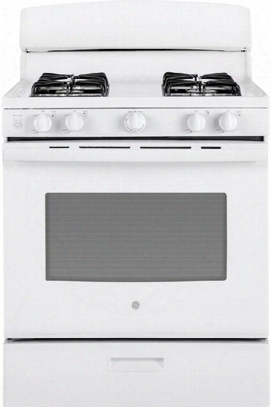 Jgbs30dekww 30" Freestanding Gas Range With 4 Sealed Burners 4.8 Cu. Ft. Oven Capacity Big Viewing Window Blaack Gloss Steel Grates In