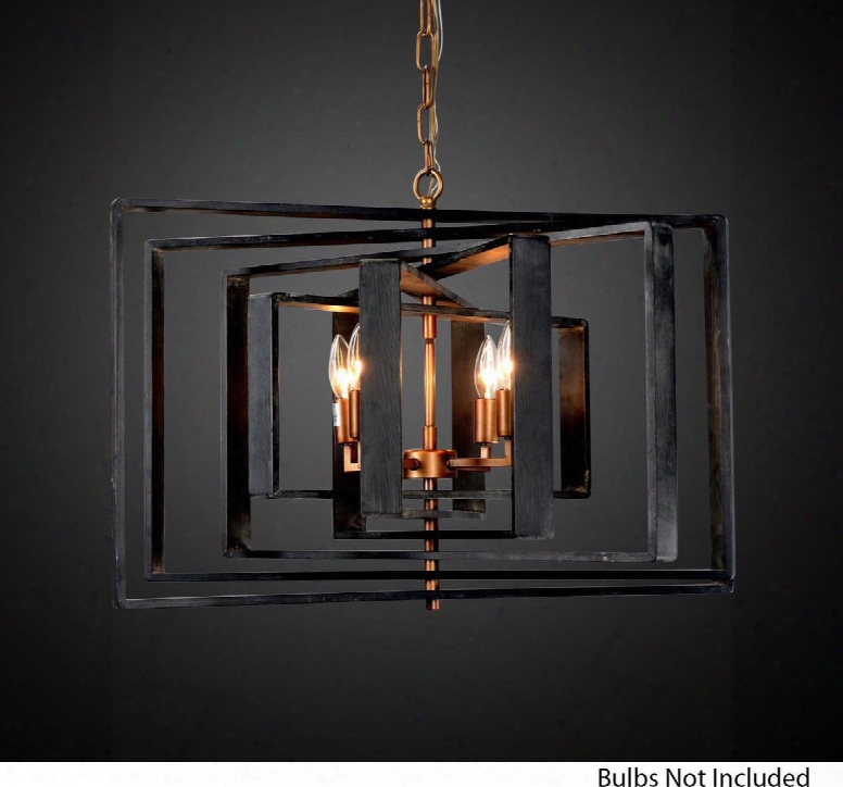 Lr6304-28 28" Chandelier With 4 Lights Supports E12 Bulb With Max 40 Watts And Iron And Wood Construction In Antique