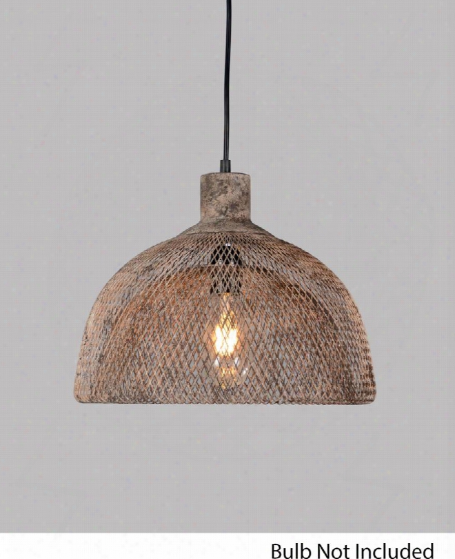 Lr6355-11 11&wuot; Pendant With 1 Easy  And Iron Construction In Coffee Rusted