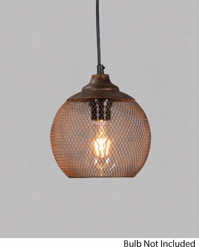 Lr6359-07 7" Pendant With 1 Light And Iron Construction In Antique Brown With Spotted Ogld