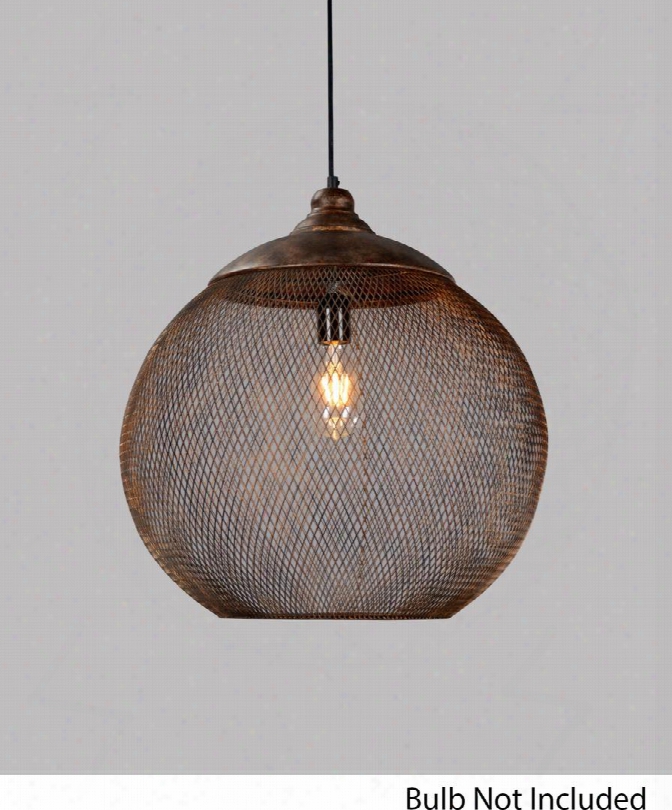 Lr6359-19 19" Pendant With 1 Light And Iron Construction In Antique Brown With Spotted Gold